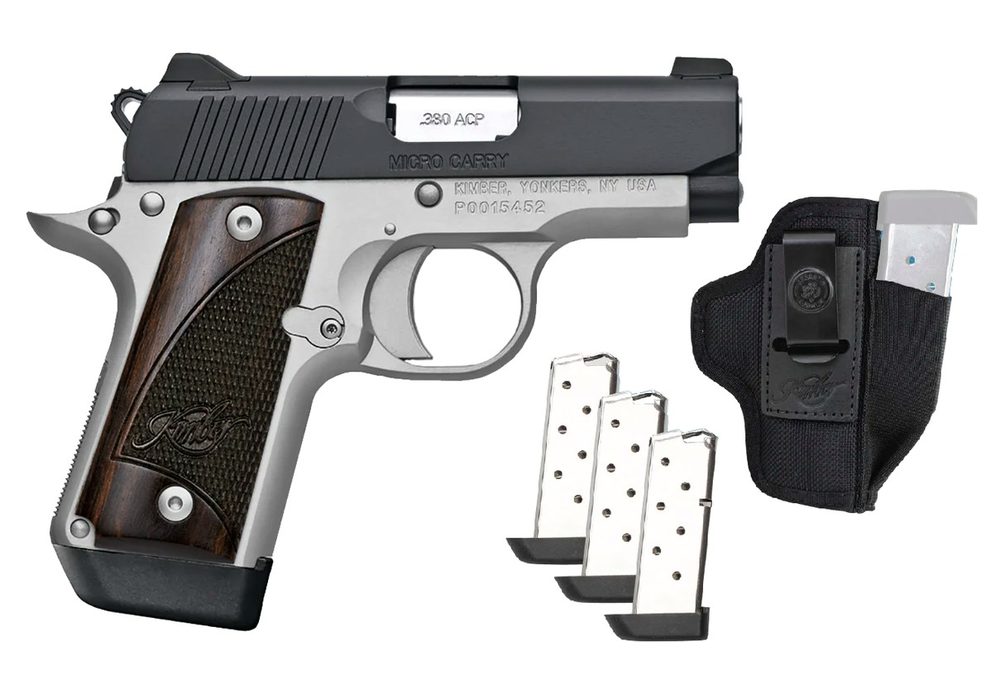 Micro 380 ACP Stainless Ready to Carry Package with Three Magazines and DeSantis Pro Stealth Holster