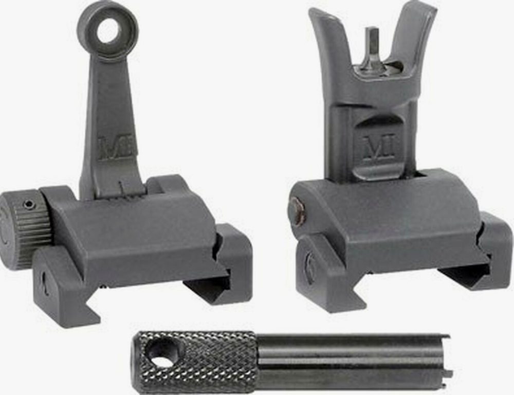 Midwest Combat Rifle Sight Set, Adjustable Front and Rear Sight, Low Profile, Flip-Up, Includes A2 Sight Tool, Black