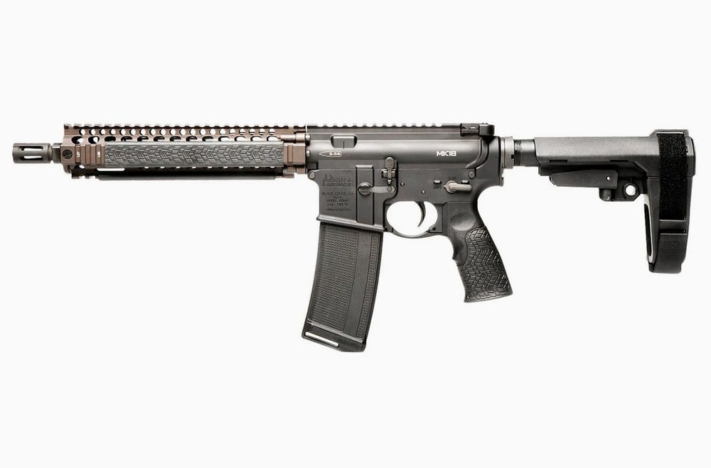 MK18 5.56mm NATO Pistol with Stabilizing Brace and FDE Rail
