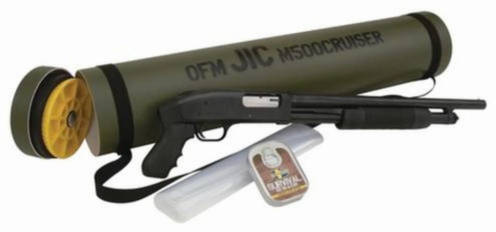 Mossberg Just In Case 500 Shotgun Package, Blue, Green Tube