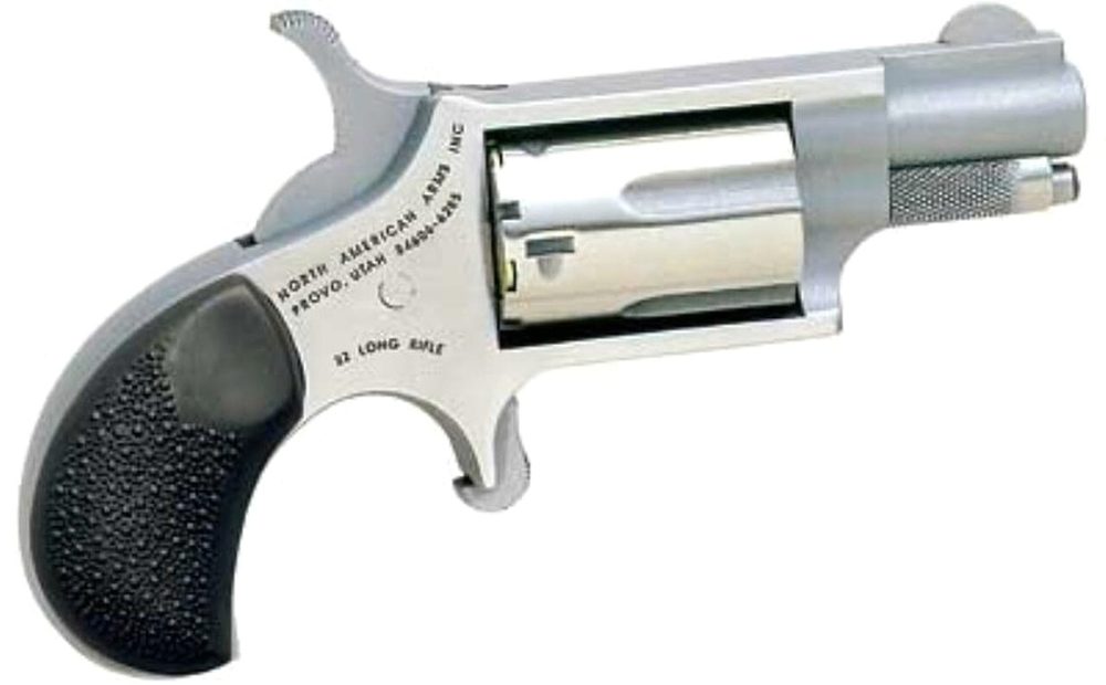 NAA, Mini Revolver 22LR, 1.625" Barrel, Stainless Finish, Checkered Rubber Grips, 5Rd