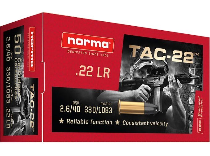 Norma TAC-22 Ammunition 22LR 40 Grain Lead Round Nose