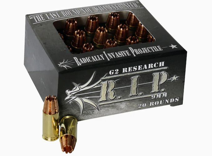 G2 Research R.I.P. 9mm Luger Ammo 92 Grain G2 R.I.P. Fragmenting Hollow Point Lead Free Box of 100 rounds