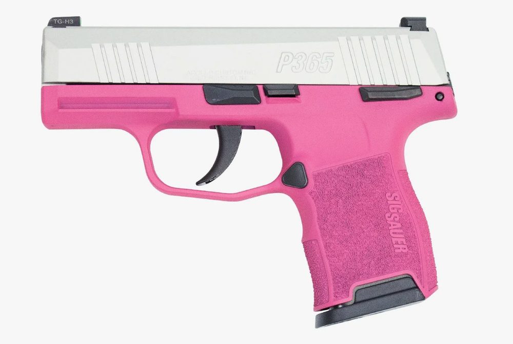 P365 Micro Compact 9mm Striker-Fired Pistol with Pink Cerakote Frame and Silver