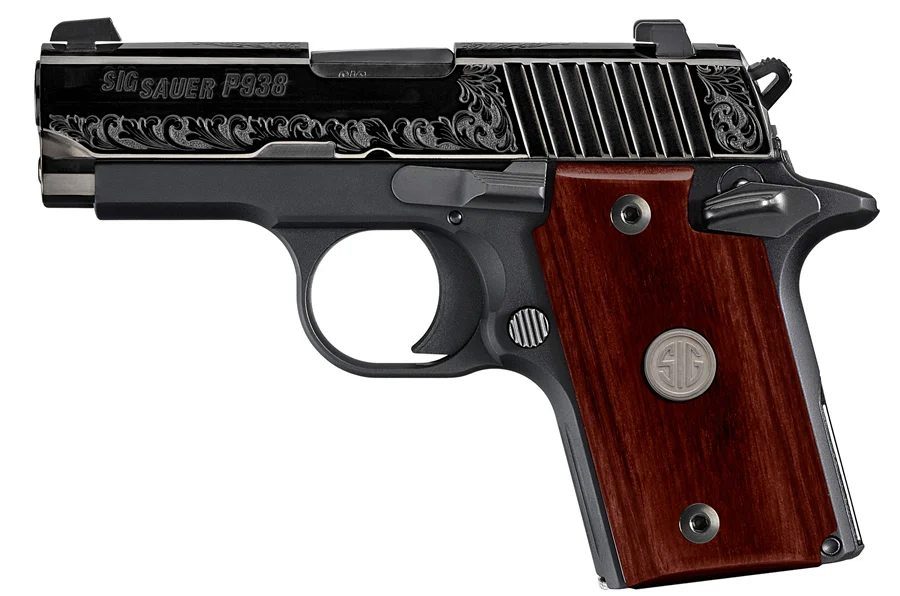 P938 Engraved Rosewood 9mm Luger Carry Conceal Pistol