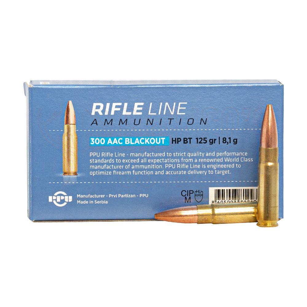 PPU Standard Rifle Ammunition 300 Blackout 125 Grain HPBT