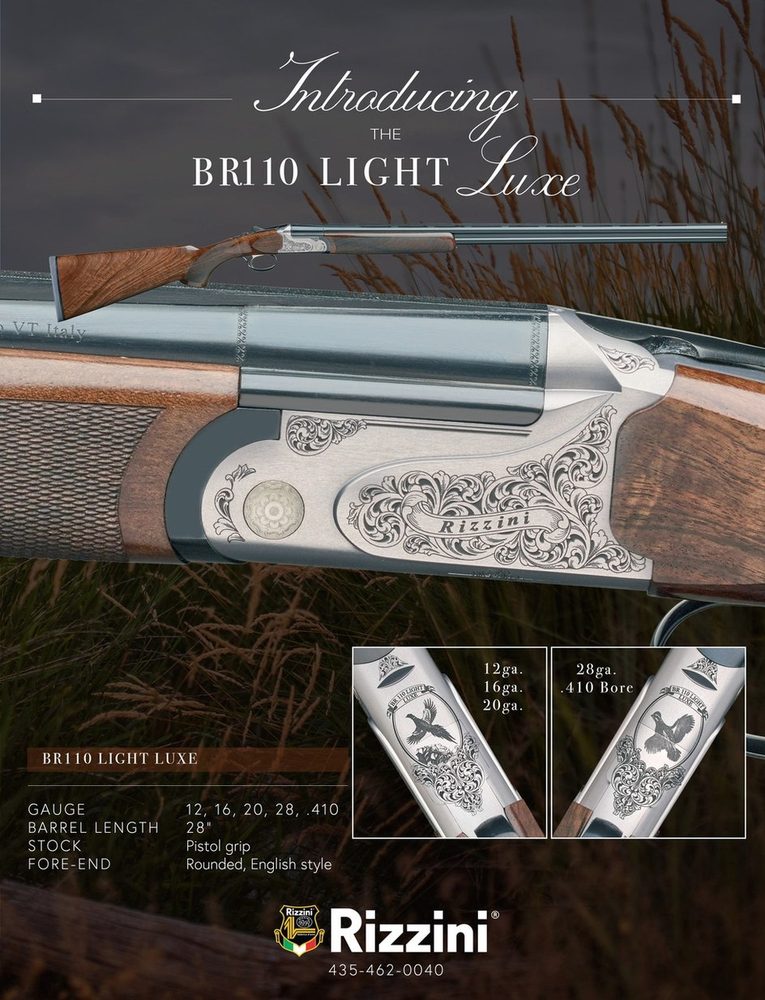 Rizzini BR110 Light Luxe 12g O/U, 28" Barrel, Pistol Grip Stock, Rounded English Style Fore-end