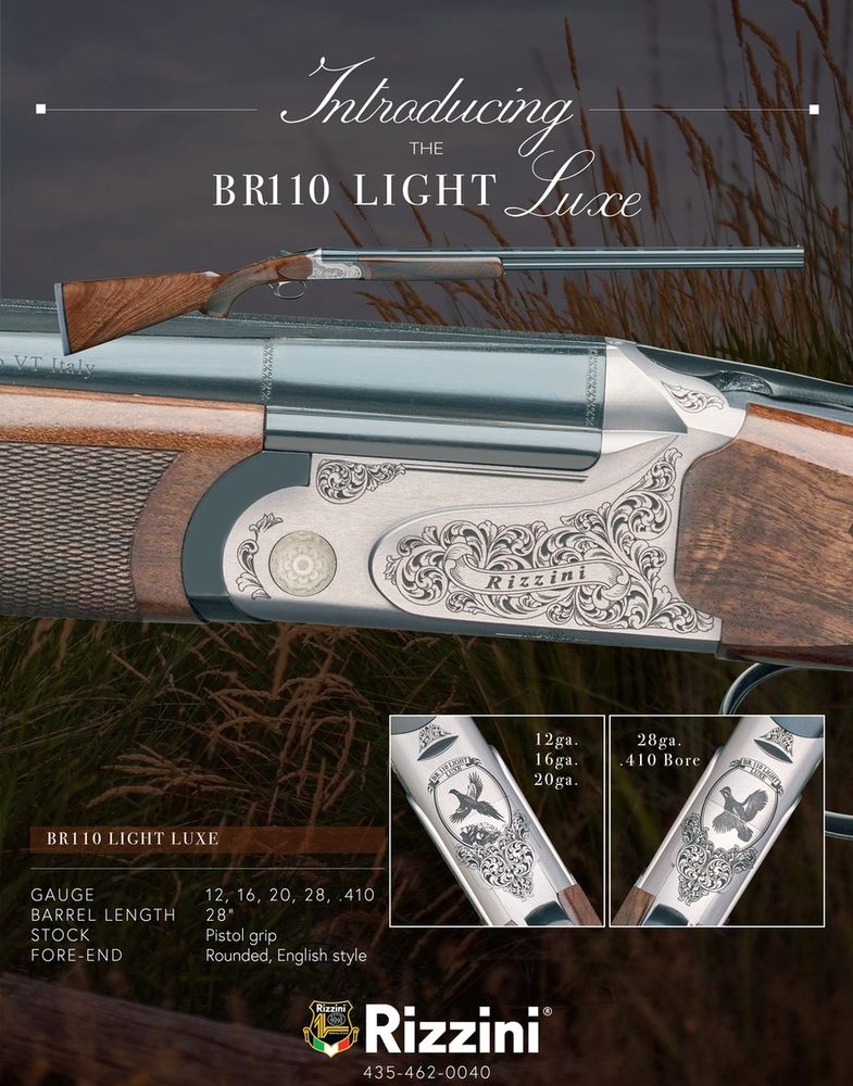 Rizzini BR110 Light Luxe 20g O/U, 28" Barrel, Pistol Grip Stock, Rounded English Style Fore-end