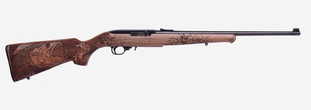 Ruger 10/22 .22 LR, 18.5" Barrel, Engraved Bass Walnut Stock, 10rd