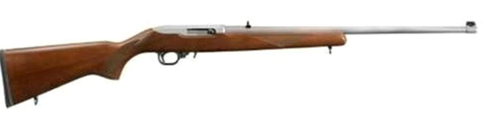 Ruger 10/22 22LR, 22", Stainless Steel, Checkered Wood Stock, Adjustable Rear Sight