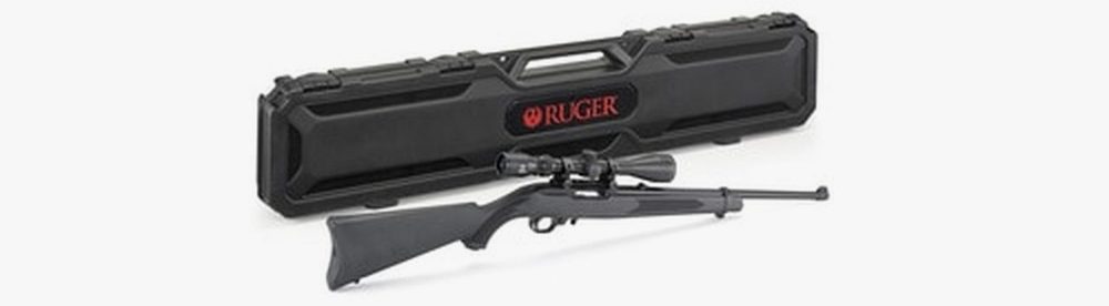 Ruger 10/22 Carbine 22 LR, 18.5" Barrel, Satin Black, Alloy Steel Receiver, Black Synthetic Stock, With Viridian EON 3-9x40 Scope and Ruger Case, 10Rd Rotary Magazine