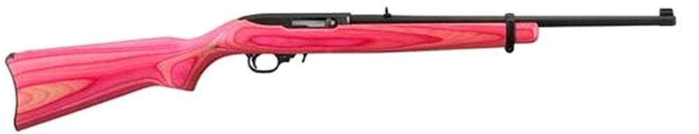 Ruger 10/22 Semi Auto Rifle, Pink Laminate Stock, Blue, 18.5" Barrel