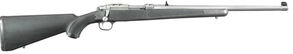 Ruger 77/44 Rem Mag, Black Synthetic Stock/SS Finish, 18.5" Barrel,, rd, Adjustable Sights, 3 rd