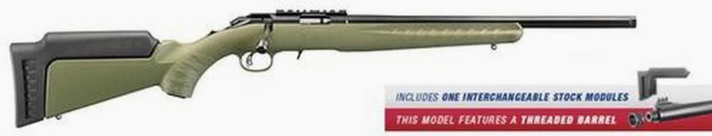 Ruger American Rifle Predator Bolt 22 WMR 18" Threaded Barrel,, Synthetic ODG Stock Blued, 9 rd