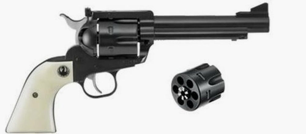 Ruger Blackhawk Convertible Flattop 45 Colt/45 ACP, 5.5", Ivory Grips, Blue