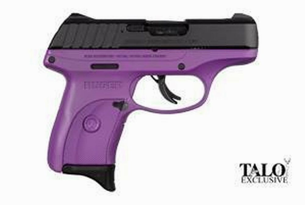 Ruger EC9S Purple Cerakote Compact, 9MM, 3.1" Barrel Thumb Safety, Fixed Sights 7rd Mag TALO