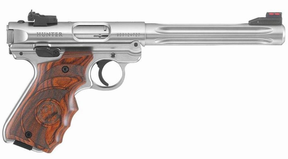 Ruger Mark IV Hunter 22LR 6.88" Fluted Bull Barrel SS Target Laminate Grip 10rd Mag