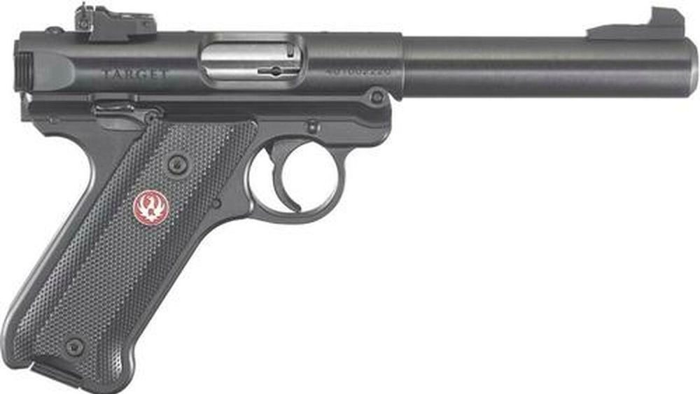 Ruger Mark IV Pistol, 22LR, 5.5", Black Synthetic, Blued, 10rd, Adjustable Sights