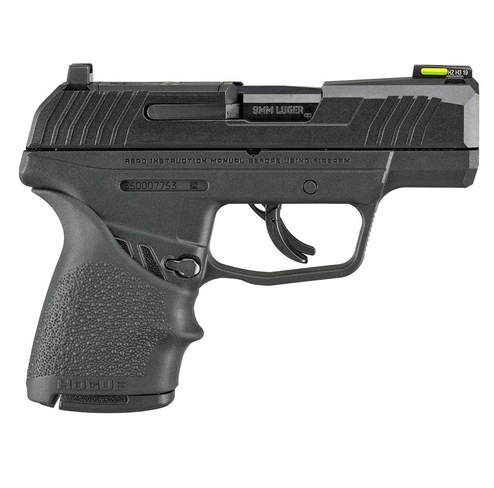 Ruger, MAX-9, Semi-automatic, Striker Fired, Sub-Compact, 9mm, 3.2" Barrel, Black Oxide Finish, Polymer Frame, Thumb Safety, Optic Ready, Front TFO Night Sight, 12Rd, 1-12Rd and 1-10 Magazine
