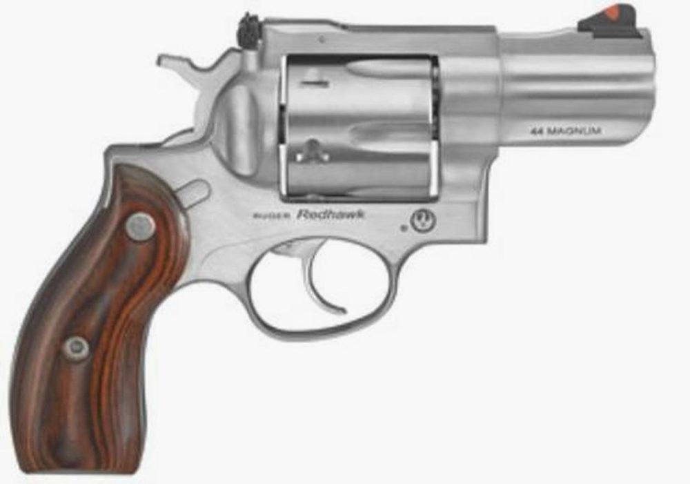 Ruger Redhawk Kodiak Backpack Revolver, 44 Mag 2.75" Wood Grips Satin Nickel Finish