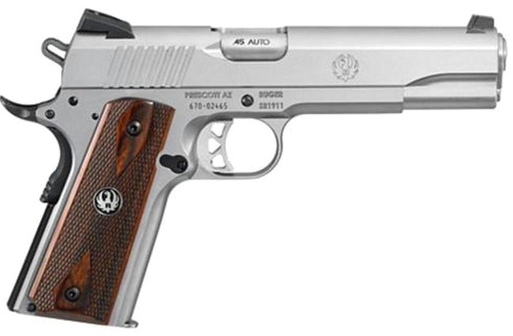 Ruger SR1911, 45 ACP, Novak Sights, SS, Wood Grips