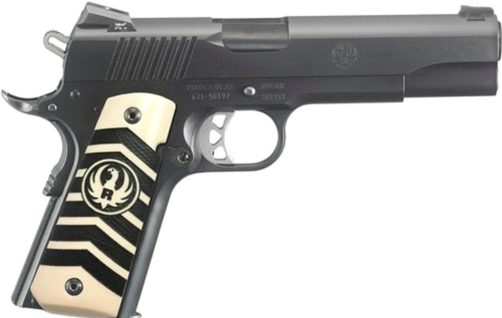 Ruger SR1911 Govt 10MM 5" Barrel Night Sights, Ivorylite/Chevron Grips 8rd Mag