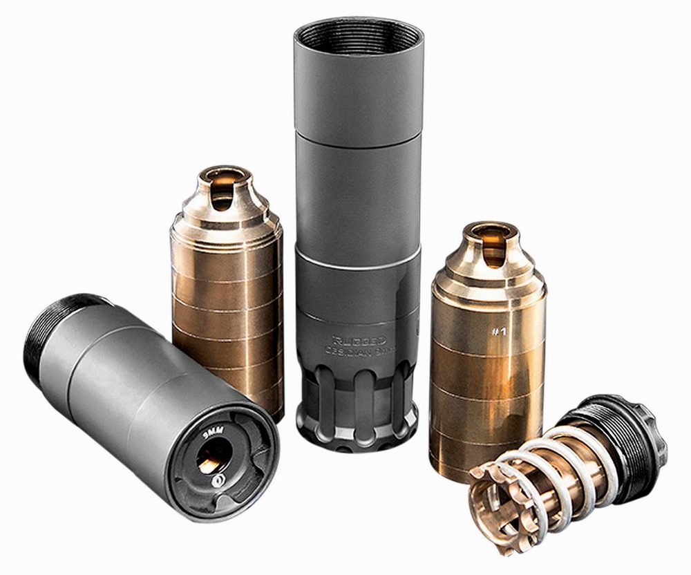 Rugged Suppressors Obsidian 9 with ADAPT Modular Technology, Pistol Suppressor, 9mm, Includes 1/2X28 Piston, Aluminium Tube, 17-4 PH Baffles, Black Cerakote Finish