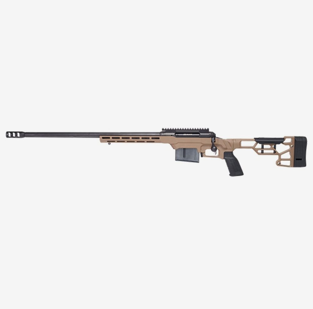 Savage 110 Precision 300 PRC 24" 5+1 Matte Black Flat Dark Earth Cerakote Aluminum Chassis Stock Black Polymer Grip Left Hand