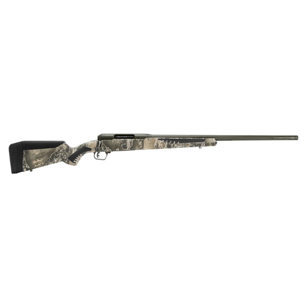 Savage, 110 Timberline, Bolt, Rifle, 243 Win, 22" Threaded Barrel, Omni-Port Muzzle Brake, Olive Drab Green Cerakote Finish, Realtree Excape AccuFit Polymer Stock, AccuTrigger, Right Hand, 4Rd