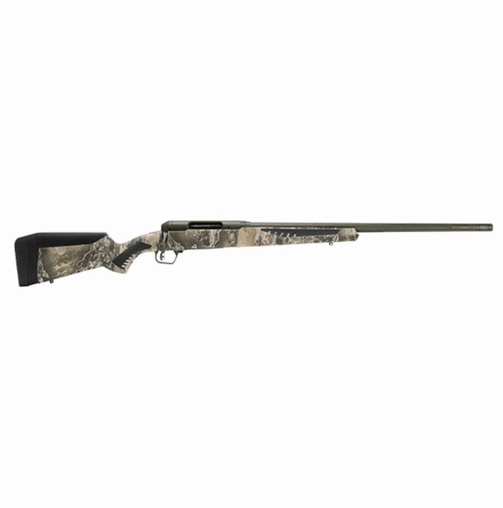 Savage, 110 Timberline, Bolt, Rifle, 6.5 PRC, 24" Threaded Barrel, Omni-Port Muzzle Brake, Olive Drab Green Cerakote Finish, Realtree Excape AccuFit Polymer Stock, AccuTrigger, Right Hand, 3Rd