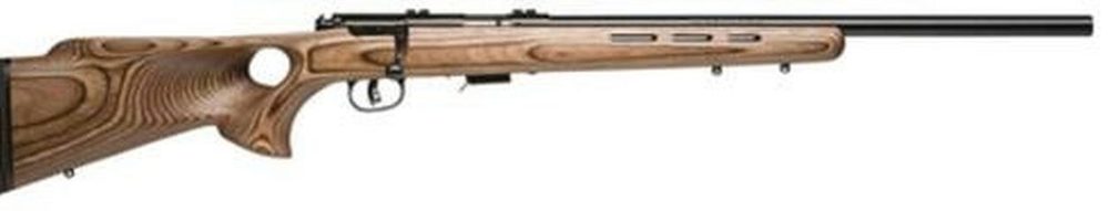 Savage 93R17 BTV, 17HMR, 21" Heavy Barrel, Blued, Brown Laminated Thumbhole Stock, 5Rd, Detachable Box Magazine