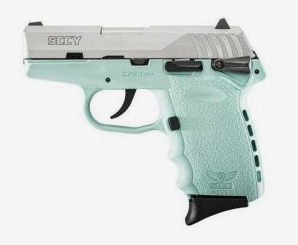 SCCY CPX-1 9mm, 3.1", 10rd, Robin Egg Blue Frame, SS Slide