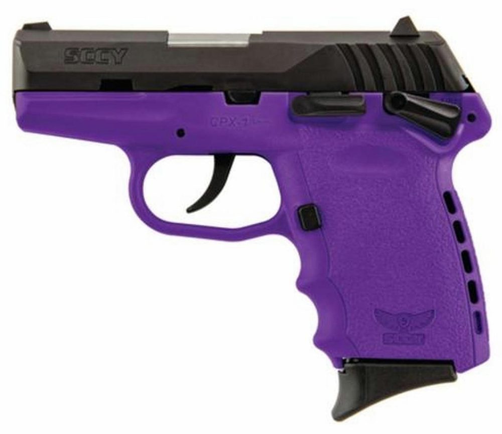 Preowned SCCY CPX-1, 9mm, 3.1″ Barrel, Satin Slide / Purple Frame, 10