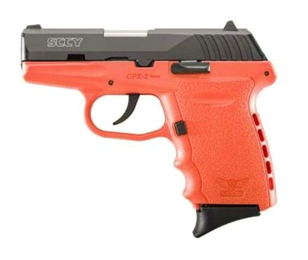 SCCY CPX-2 No Manual Safety 9mm 3" Barrel Carbon Black Slide Orange Frame 10rd Mag