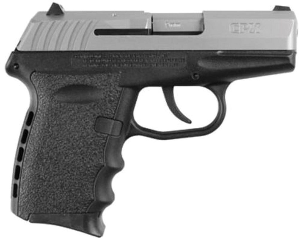 SCCY CPX-2 Two Tone 9mm Natural Satin Stainless Steel Slide, Black Frame, 10 Round