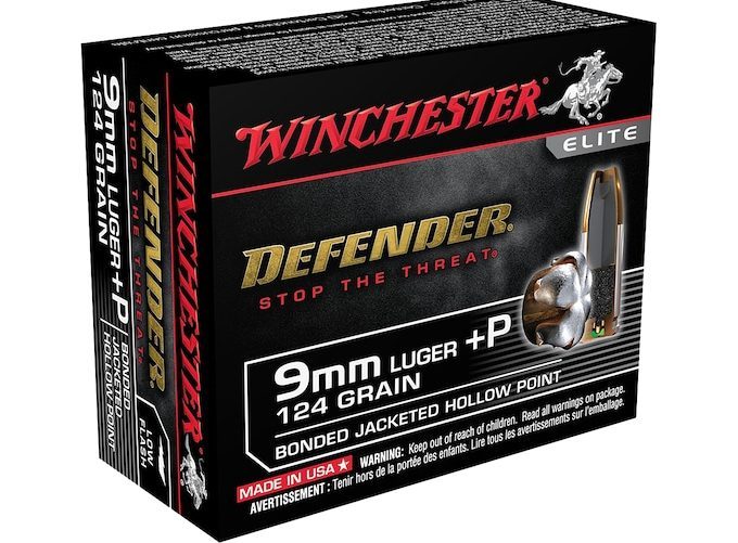 Winchester Defender 9mm Luger +P Ammo 124 Grain Winchester PDX1 Bonded Jacketed Hollow Point 200 rounds