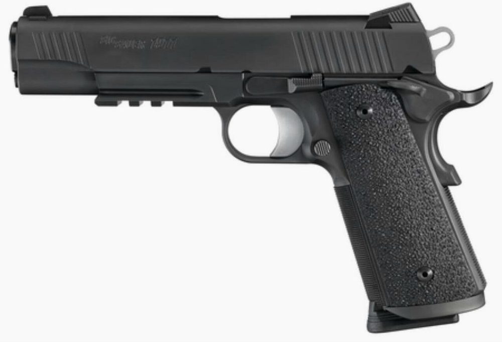 SIG 1911 357 SIG 5IN TAC OPS BLK SAO Siglite Ergo XT Grip (4) 8RD Steel MAG Rail