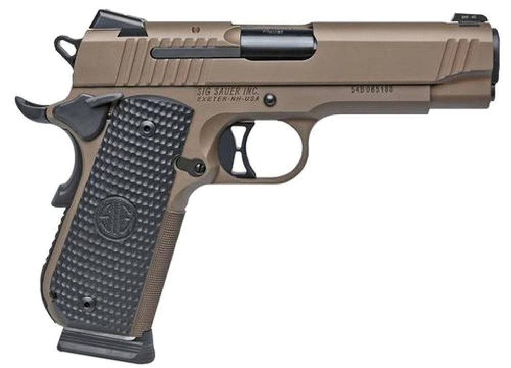 Sig 1911 45 ACP 4.2", Emperor Scorpion, Flat Dark Earth, Siglite, Black, Fastback, 8rd
