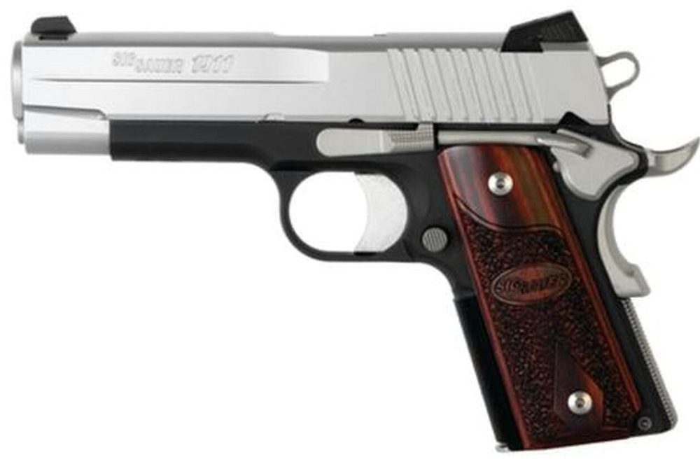 Sig 1911 45 ACP 4.2In C3 2-Tone SAO Contrast Sights Rosewood Grip (2) 7RD Steel MAG