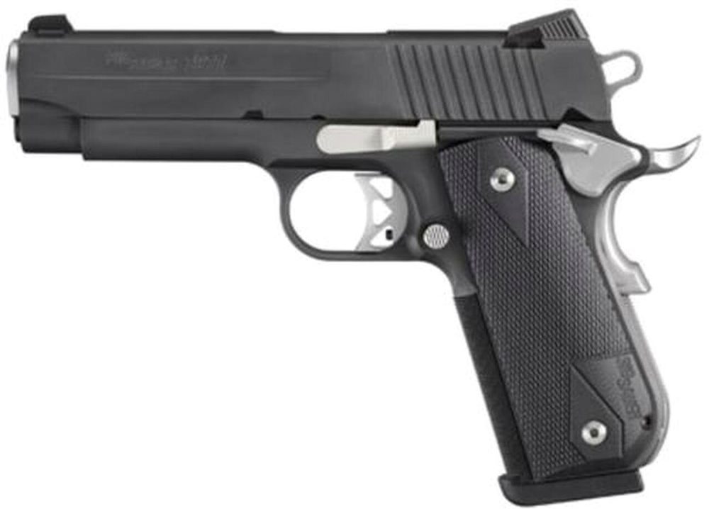 Sig 1911 45 ACP 4.2In Nightmare Black SAO Siglite Black G10 Grip (2) 8RD Steel MAG Fastback