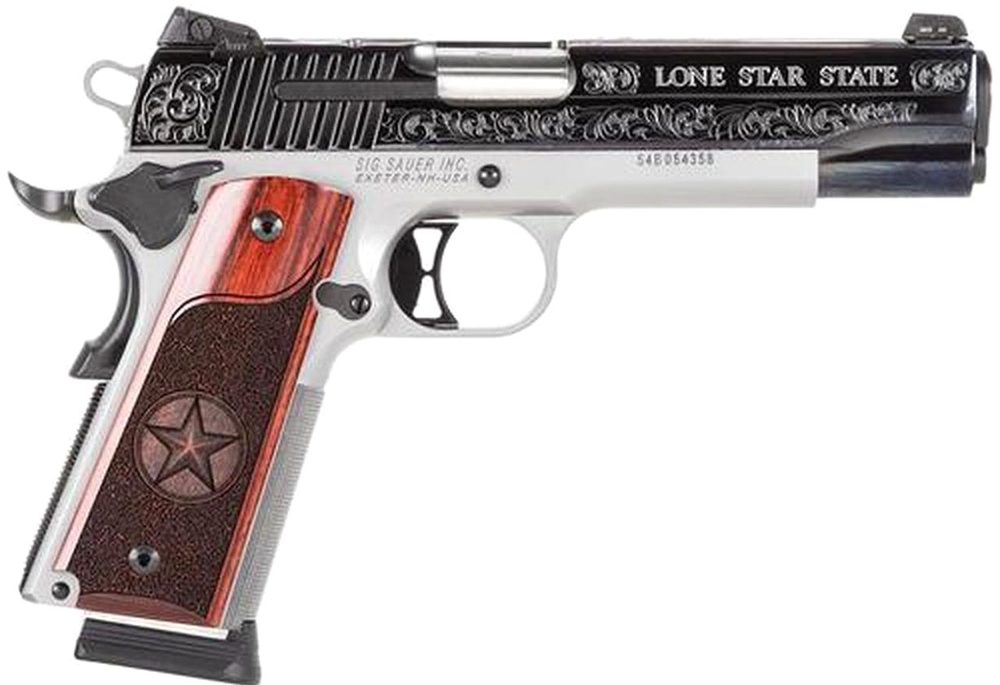 SiG 1911, 45 ACP, 5" Barrel, 8rd, Texas Silver Engraved