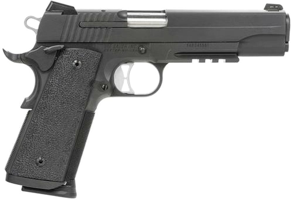 Sig 1911 45 ACP, 5" Barrel, TAC OPS Black SAO Siglite Ergo XT Grip (4) 8RD Steel MAG Rail