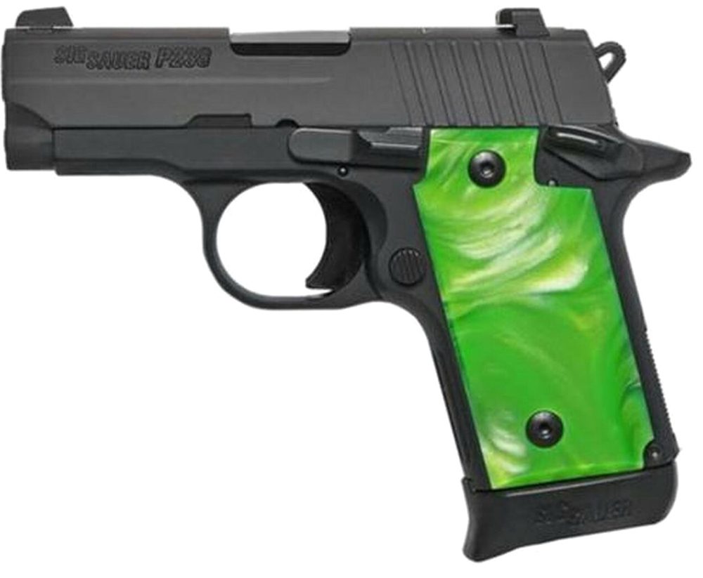 Sig P238 .380 ACP, 2.7", Green Pearl Grips, Black, Night Sights, 6rd