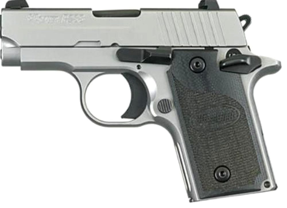 Sig P238 380 ACP 2.7In 2-Tone Black/Stainless SAO Siglite Polymer Grip (1) 6RD Steel MAG CA Compliant
