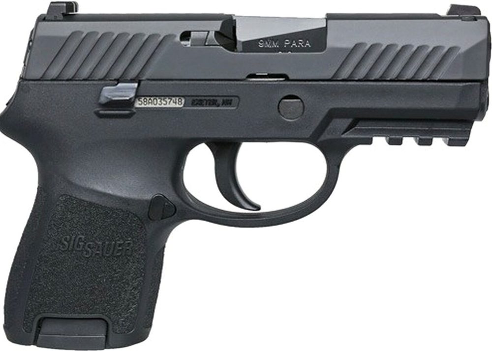 Sig P320 9mm 3.6in Barrel Nitron Black DAO Contrast Sights (2) 12rd Steel Mag Rail