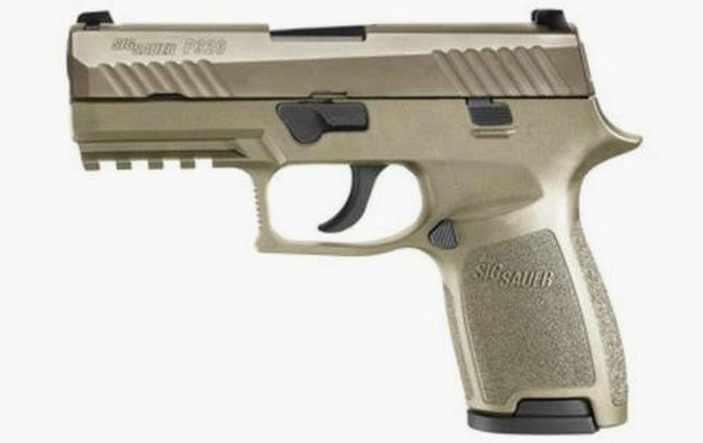 Sig P320 *D* 9mm 3.9In Flat Dark Earth Striker Siglite Modular Polymer Grip (2) 15rd Steel MAG Rail Sig Sauer