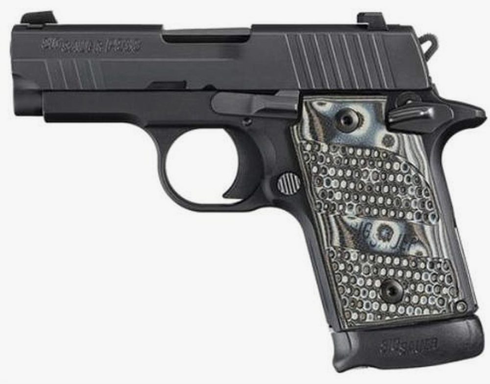 Sig P938 9MM 3IN Extreme Black SAO Siglite Black/Gray G10 Grip (1) 7RD Steel MAG Ambi Safety