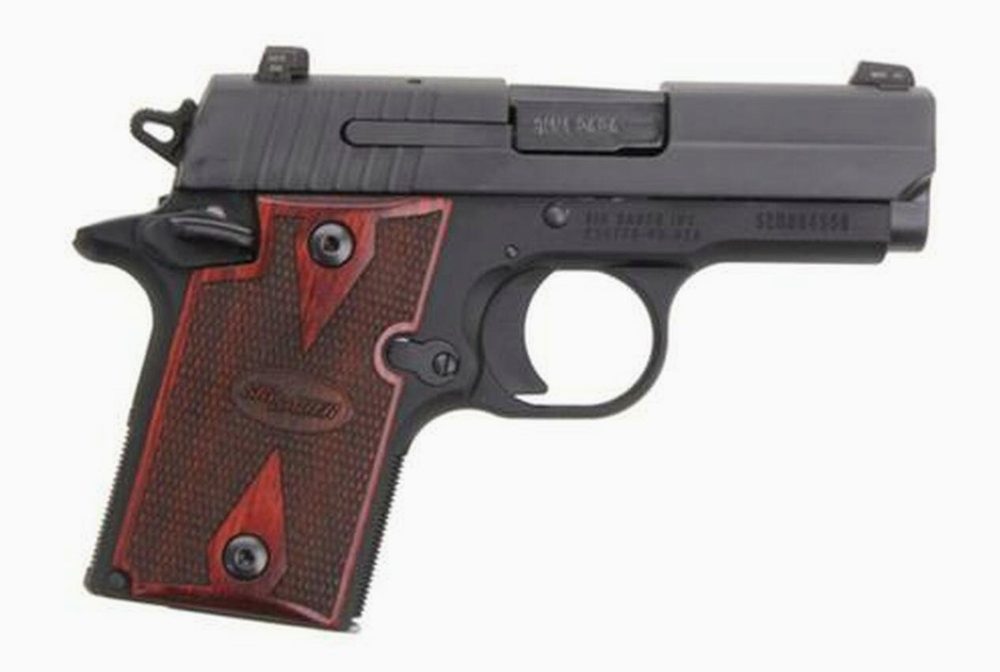 Sig P938 9MM 3IN Nitron Black SAO Siglite Rosewood Grip (1) 6RD Steel MAG Ambi Safety MA Compliant