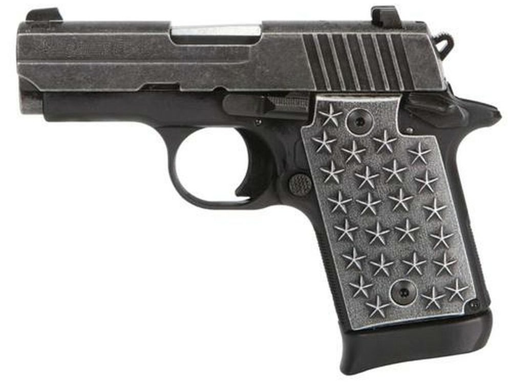 Sig P938 Compact, 9MM, 3" Barrel, We The People Engraved Slide, Aluminum Grips, 50 Stars, 7Rd Mag