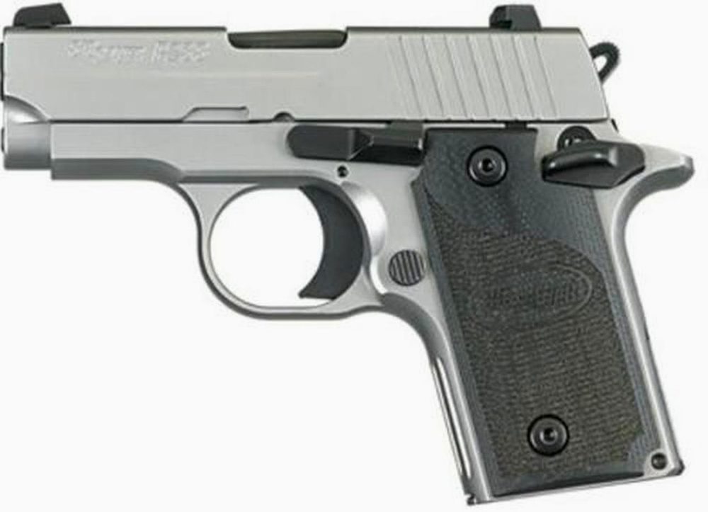 Sig P238 380 ACP 2.7In HD Stainless Finish SAO Siglite Black G10 Grip (1) 6RD Steel MAG CA Compliant